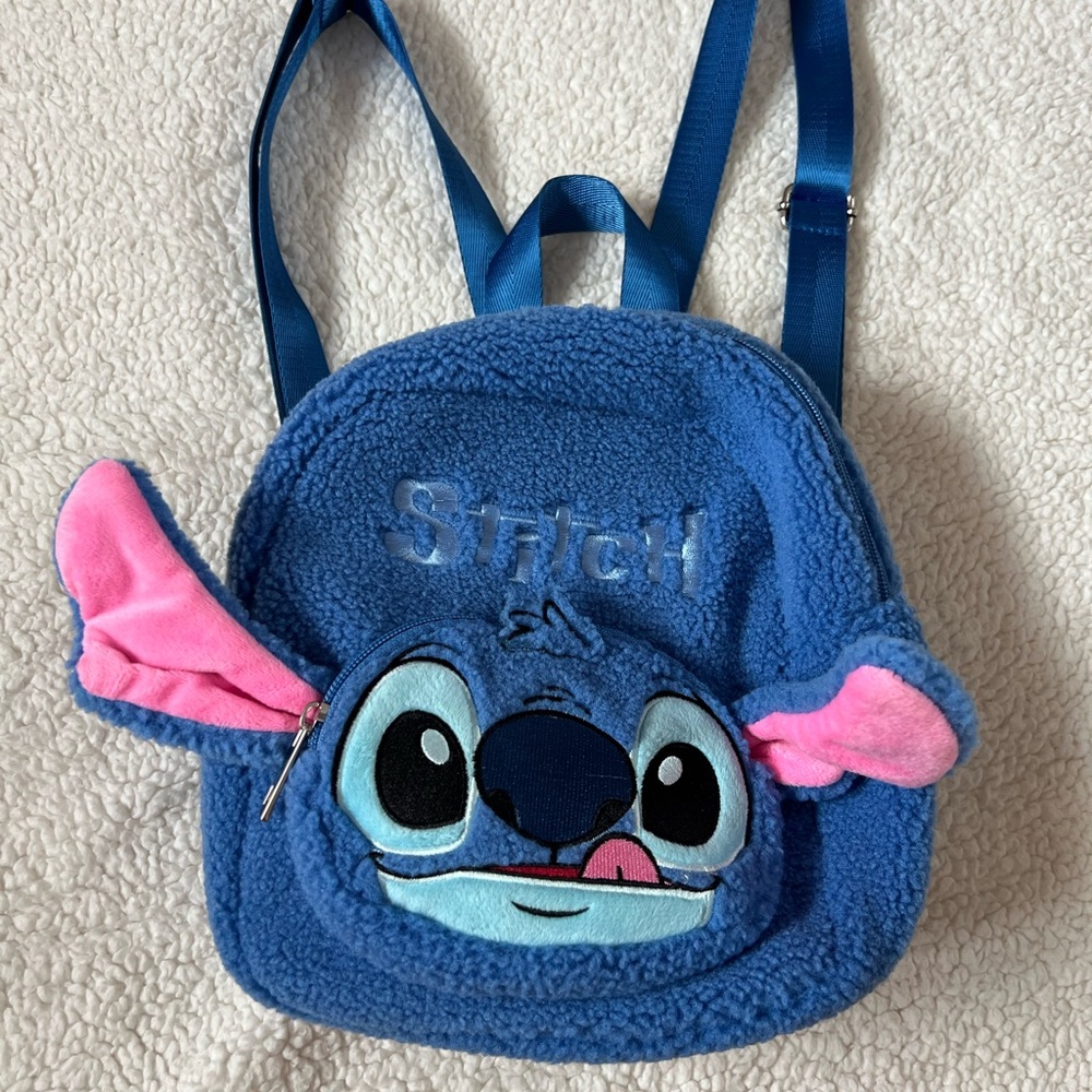 Disney Stitch Furry Blue and Pink Backpack